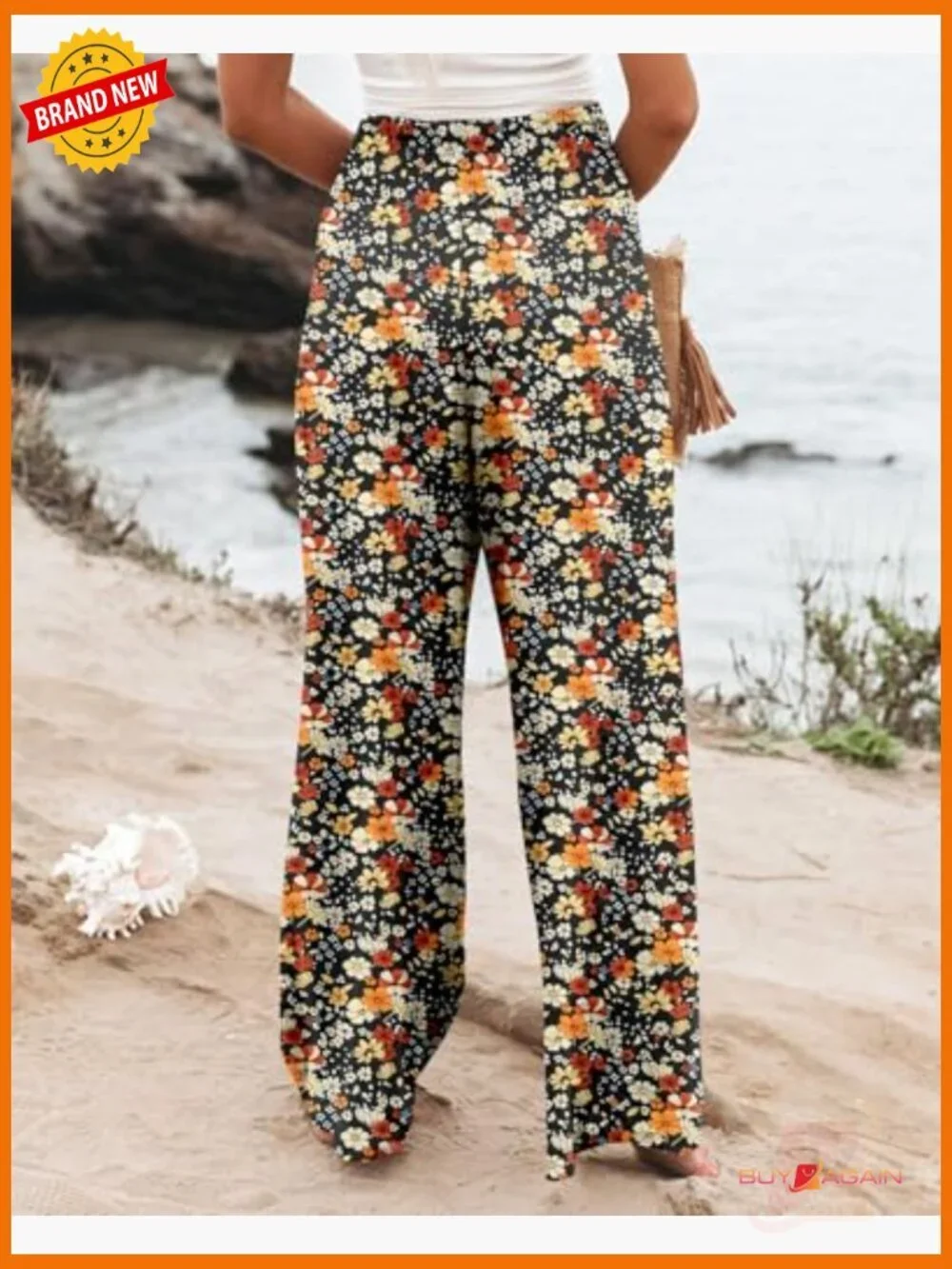 Elastic High Waisted Palazzo Pants Casual Wide Leg Lounge Trousers with Pocket